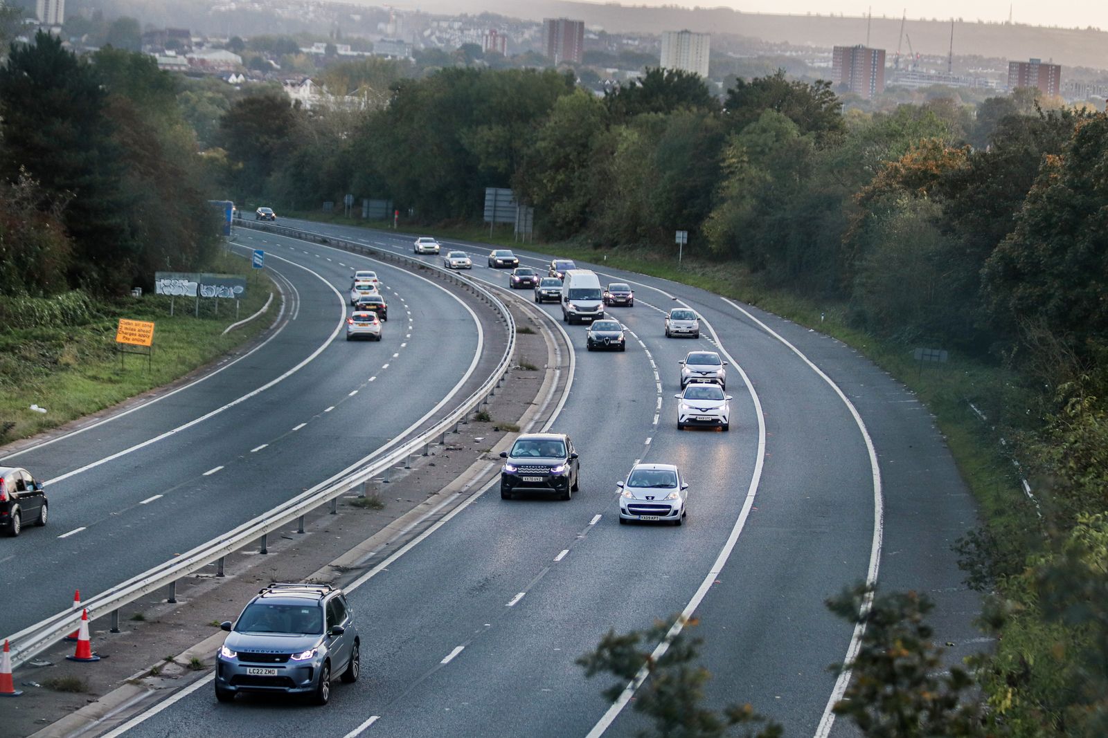 Traffic on a busy highway